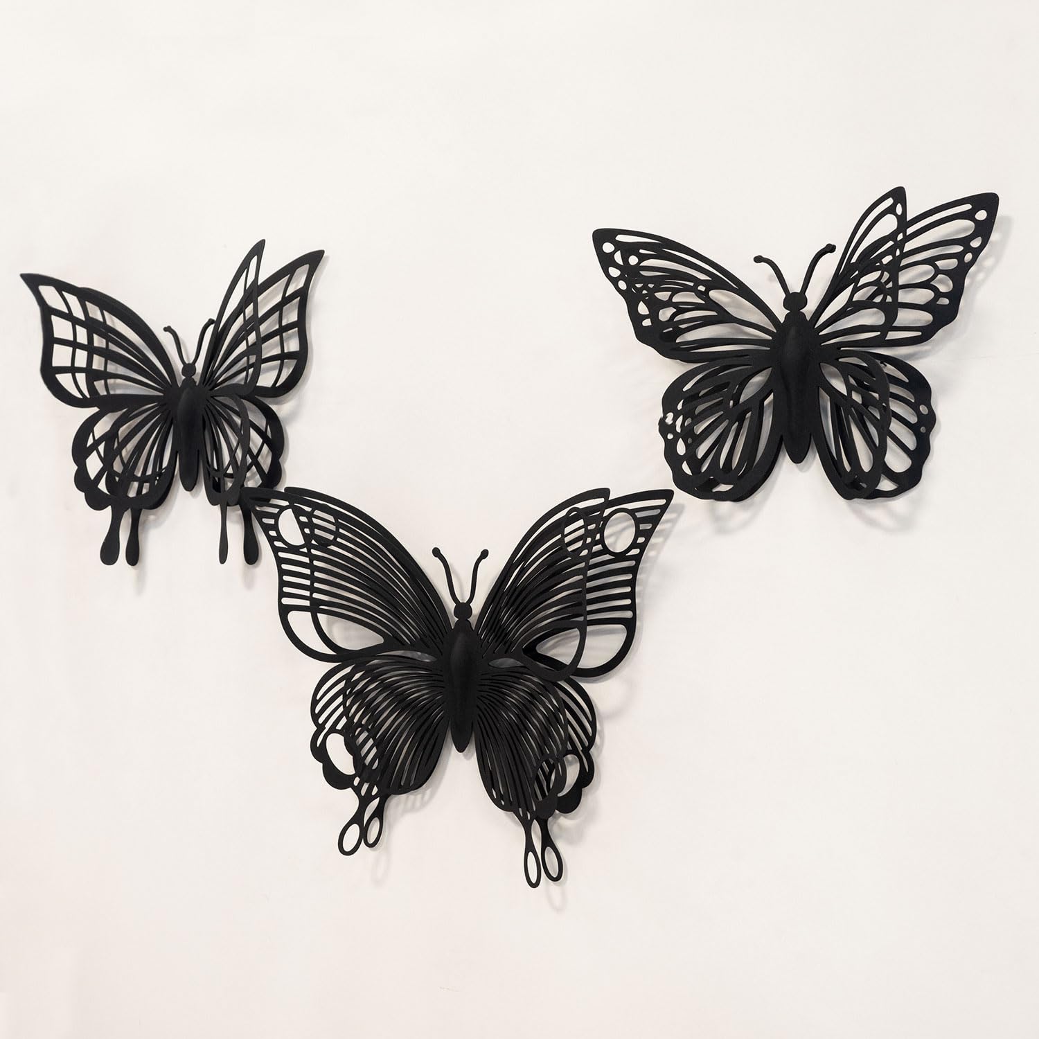 3D Metal Butterfly Wall Art Set, Set of 3 Butterfly Wall Decor, Living Room Decor, Butterflies, Wall Hangings, Modern Home Decor, Wall Sculptures (Gold)